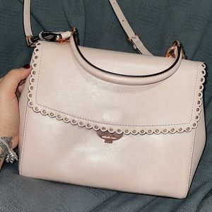 Michael Kors Bags | Ava Soft Pink Leather Scalloped Crossbody Bag